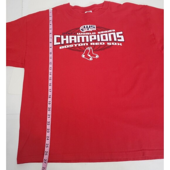 Boston Red Sox T-Shirt Mens XL 2007 World Series Champions Red Crewneck Cotton - Picture 4 of 8